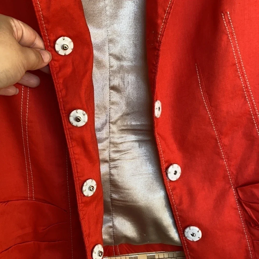 Tahari Red Blazer Jacket Womens Size Small Contrast‎ Stitching women size 12